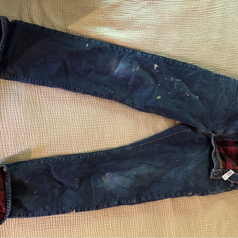 Eddie Bauer Red Flannel Lined Distressed